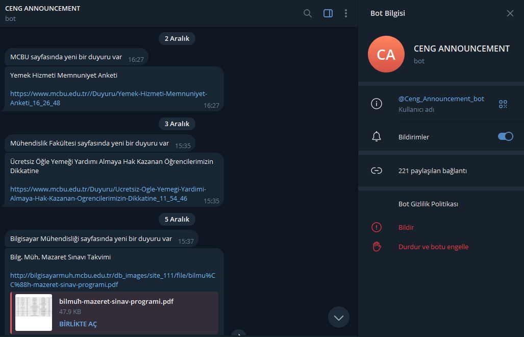 CENG Announcements Telegram Bot